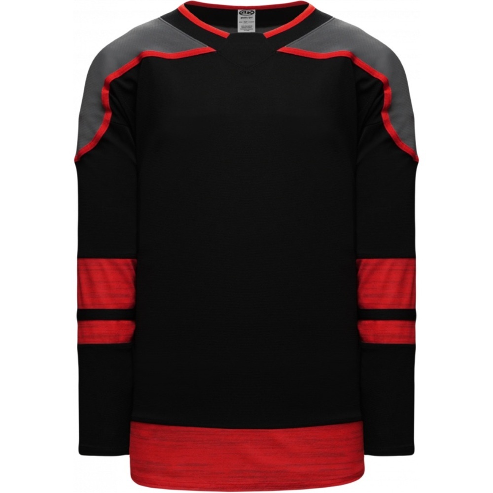 NEW Athletic Knit Red Gray And Black Hockey Jersey, Adult Size Medium